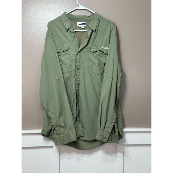 NWOT Exofficio BugsAway Army Green Long-Sleeve Button Up UPF 50 Shirt Men's 2XL - Picture 2 of 11